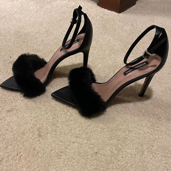 NWOT BCBGMAXAZRIA Denli Fuzzy Ankle Strap Heel - Picture 10 of 12